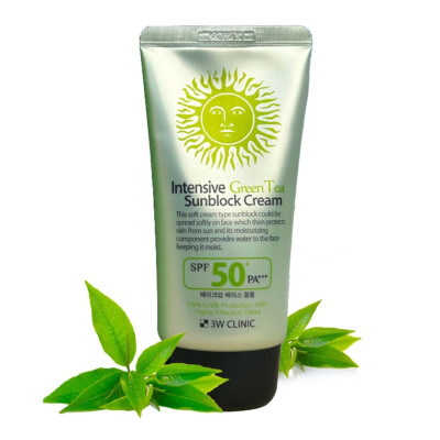 3W Clinic Intensive Green Tea Sunblock Cream SPF 50+PA+++ - 70ml