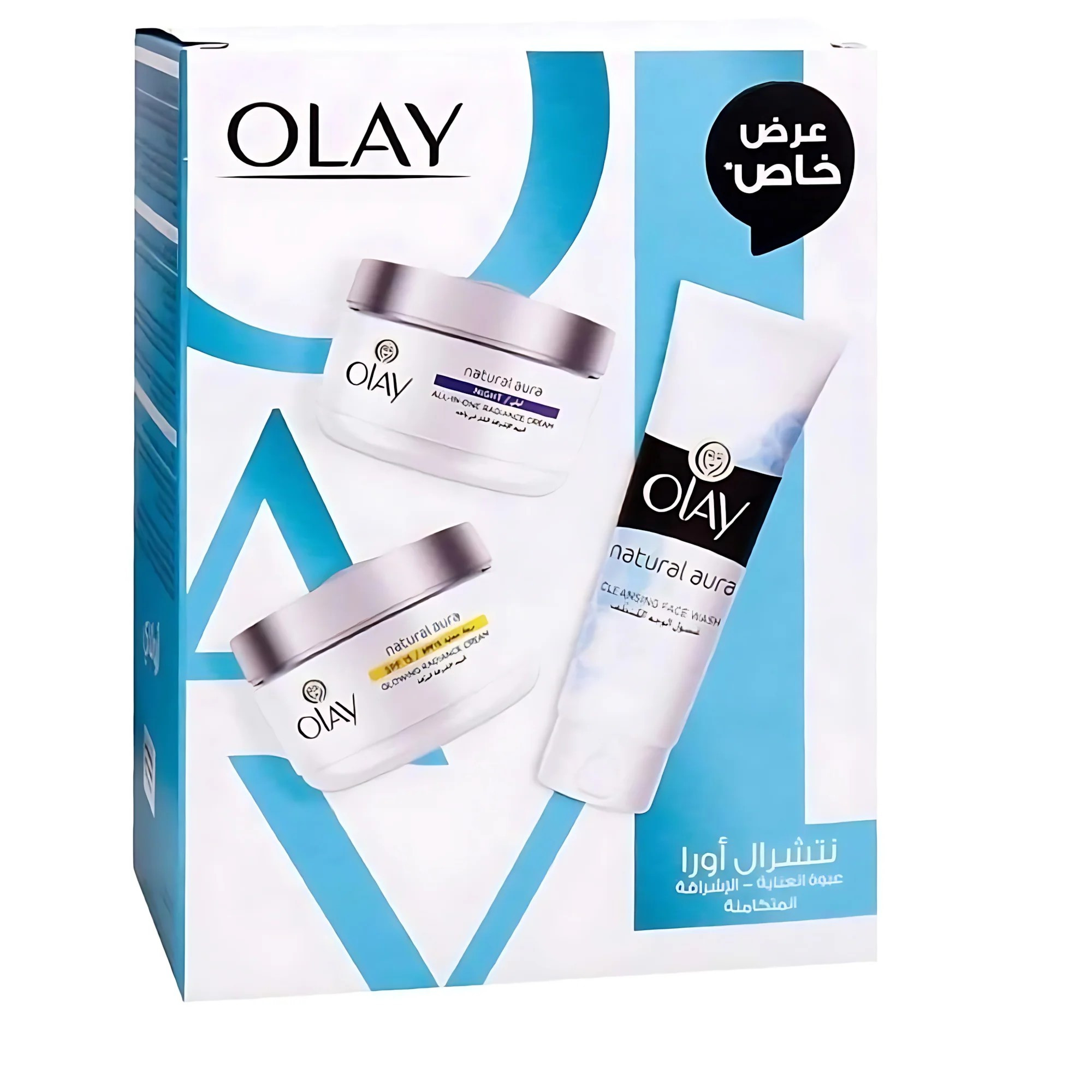 OLAY Natural Aura Glowing Radiance Cream Day SPF 15 - 50 gm + All in One Radiance Night Cream with Mulberry Extract - 50gm + Cleansing Face Wash - 100ml